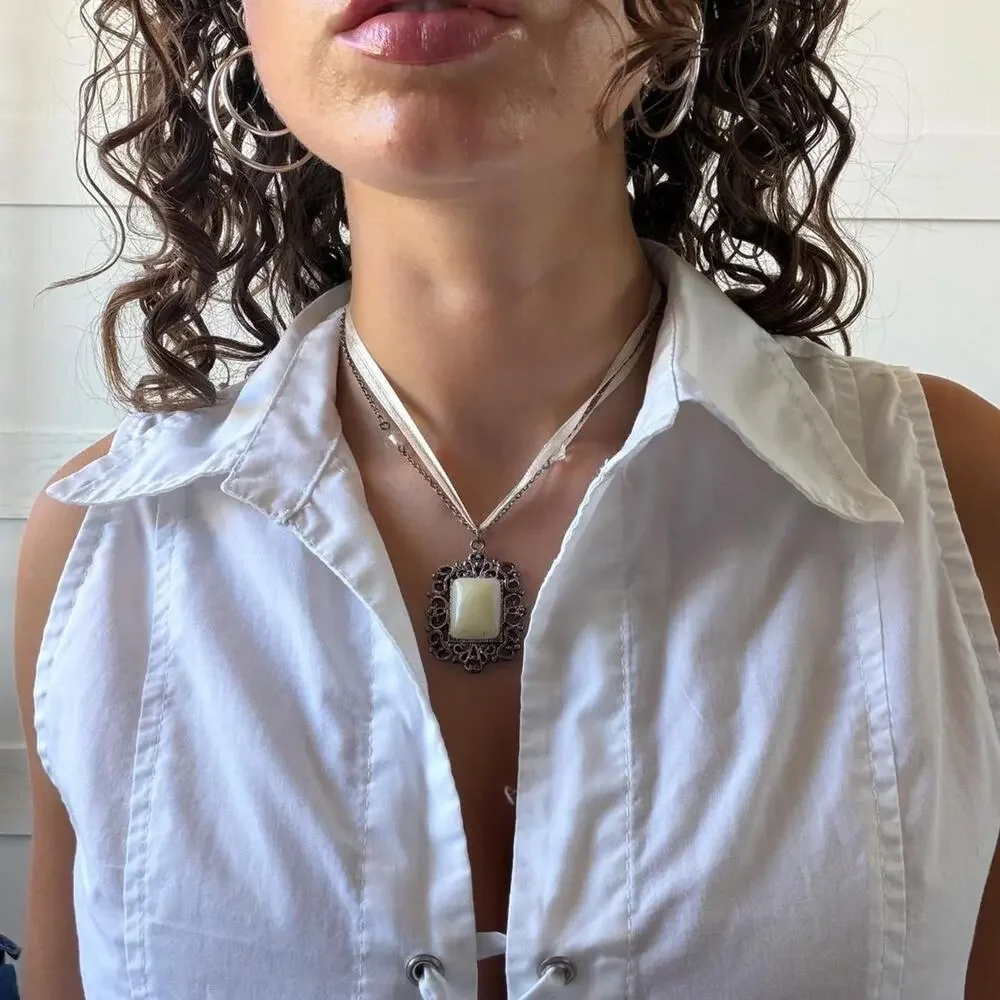 Y2k gothic cameo inspired pendant necklace
